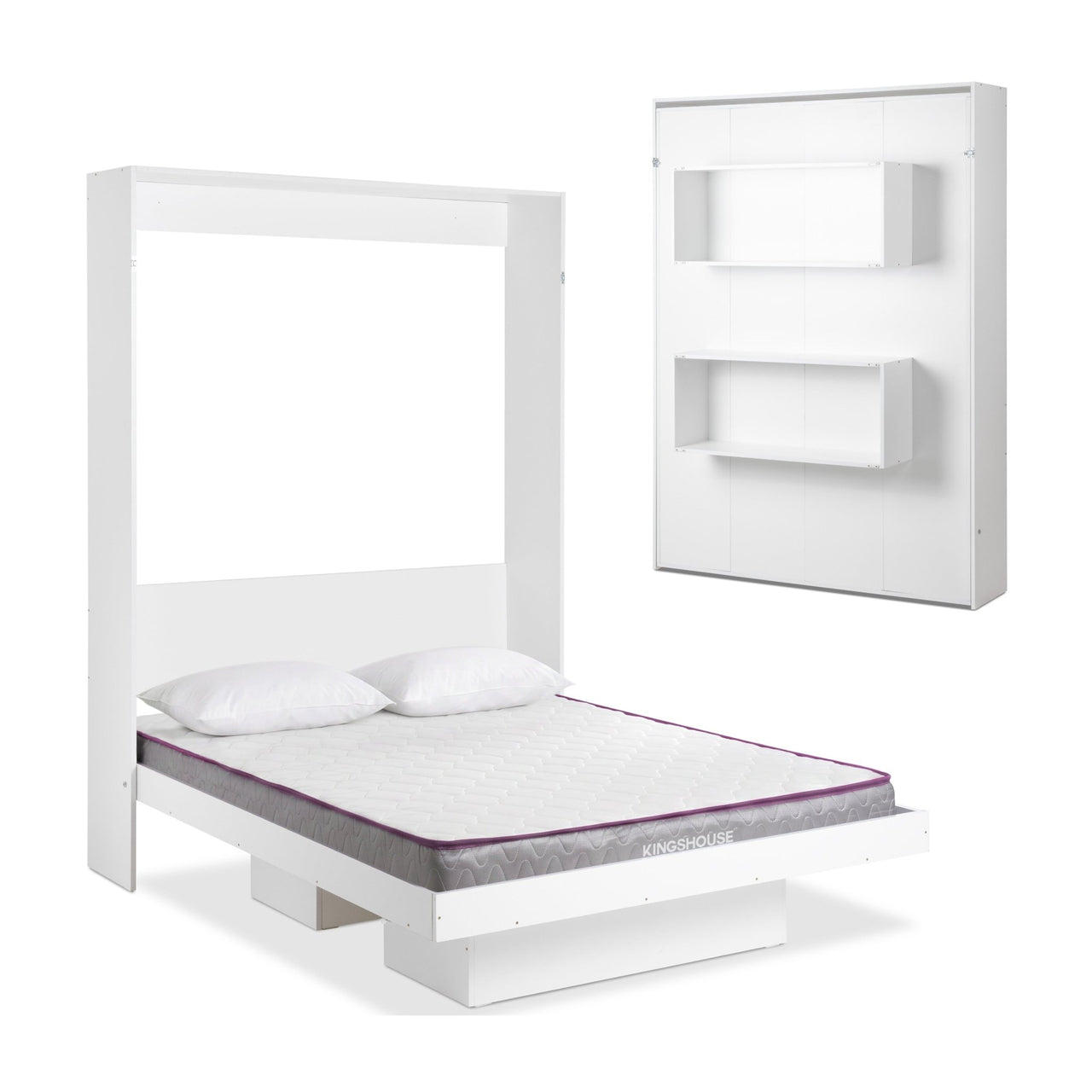 Cama Abatible Matrimonial Con Estantes Ahorra Espacio