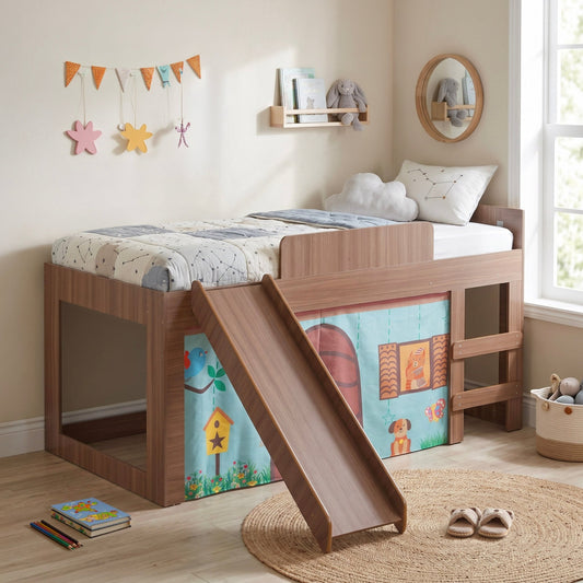 Cama Individual Resbaladilla Tobogán Mini Loft KingsHouseBEDSIN3-BLA