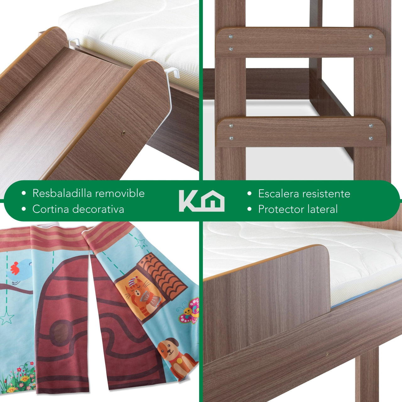 Cama Individual Resbaladilla Tobogán Mini Loft KingsHouse