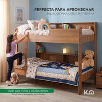 Thumbnail for Cama Litera Individual Con Estantes y Escalera De Madera