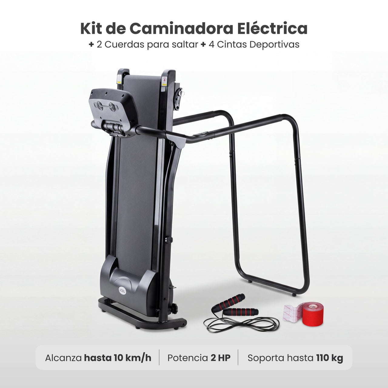 Caminadora 10 km/h + Cuerdas Saltar + Cintas Kinesiológicas