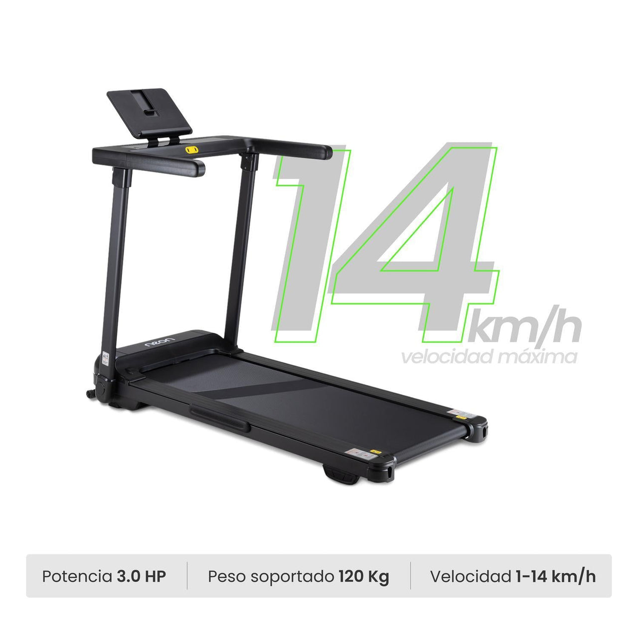 Caminadora Eléctrica 25 Niveles Inclinación 14 km Kit Cardio