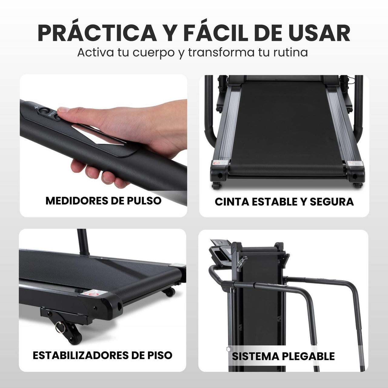 Caminadora Eléctrica Pantalla LCD Plegable Llave Seguridad