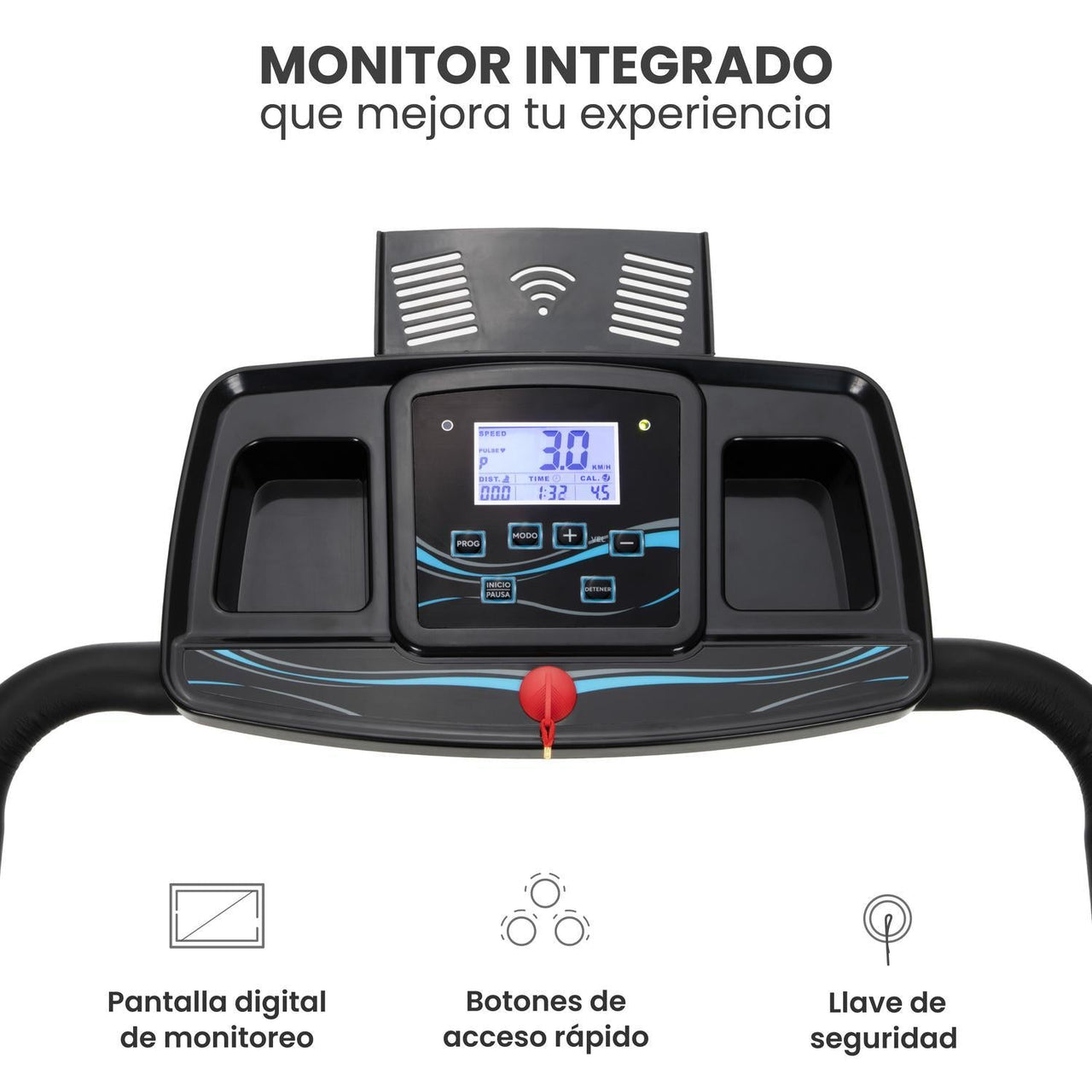 Caminadora Eléctrica Pantalla LCD Plegable Llave Seguridad