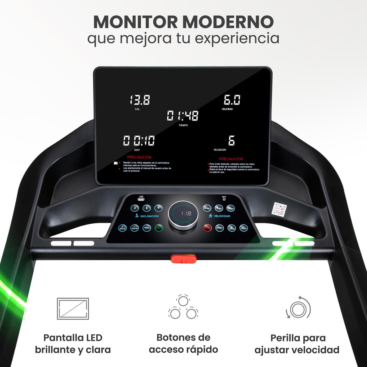 Caminadora Eléctrica Pantalla LED4.5 HP 12 km/h + Kit Cardio