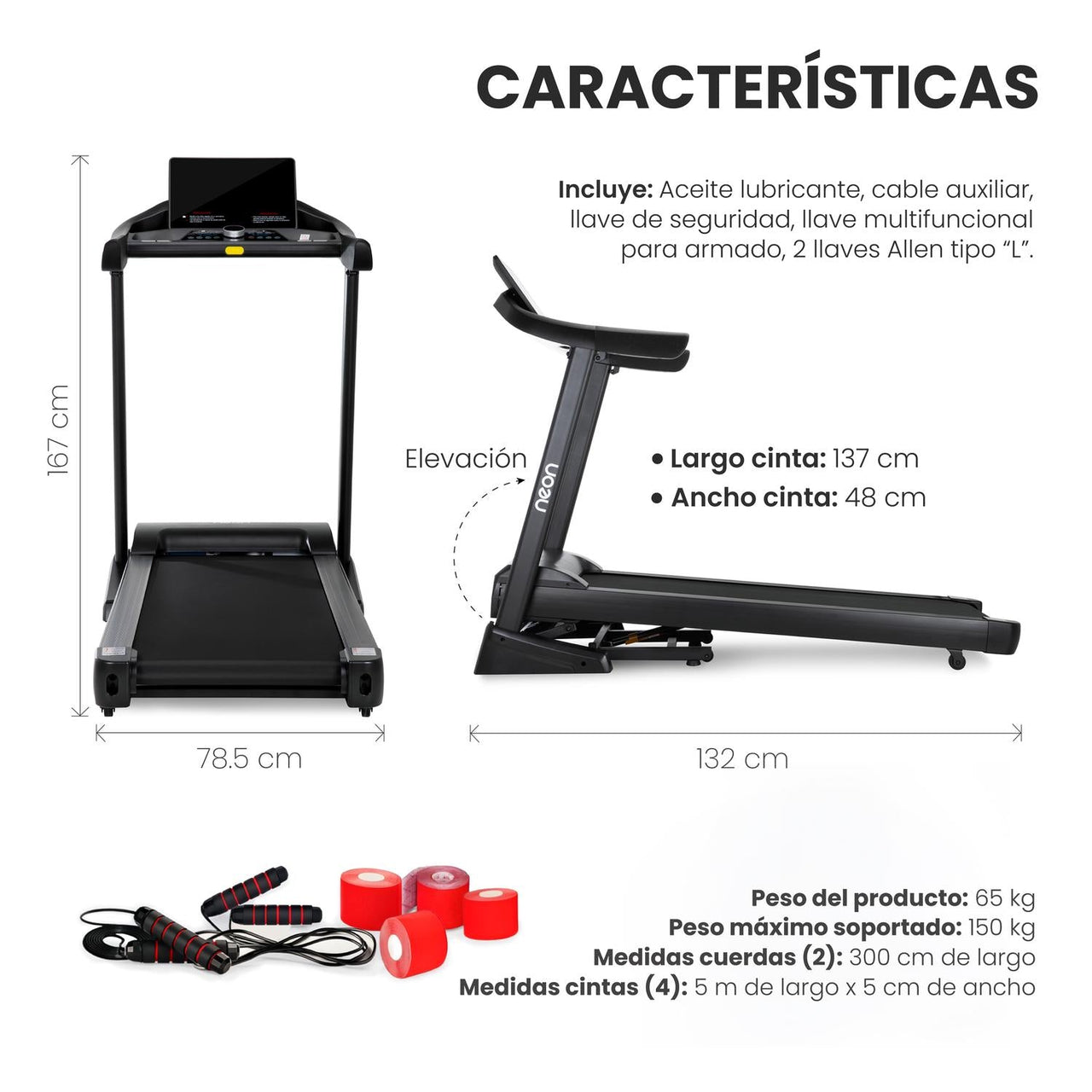 Caminadora Eléctrica Pantalla LED4.5 HP 12 km/h + Kit Cardio
