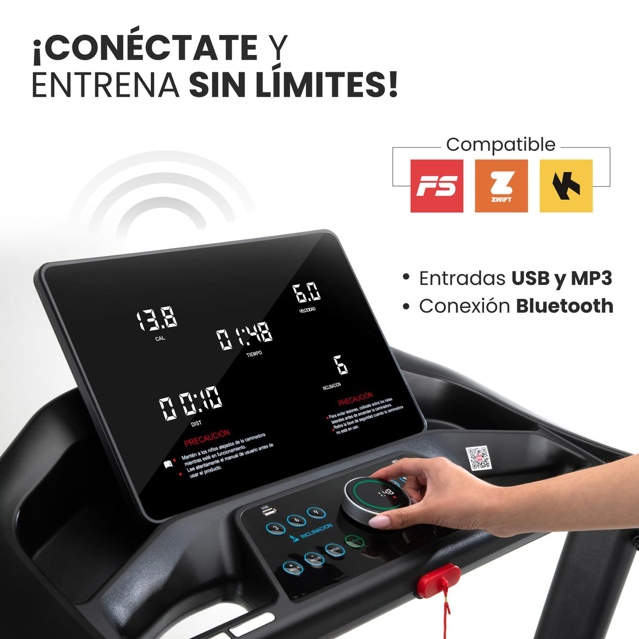 Caminadora Eléctrica Pantalla LED4.5 HP 12 km/h + Kit Cardio