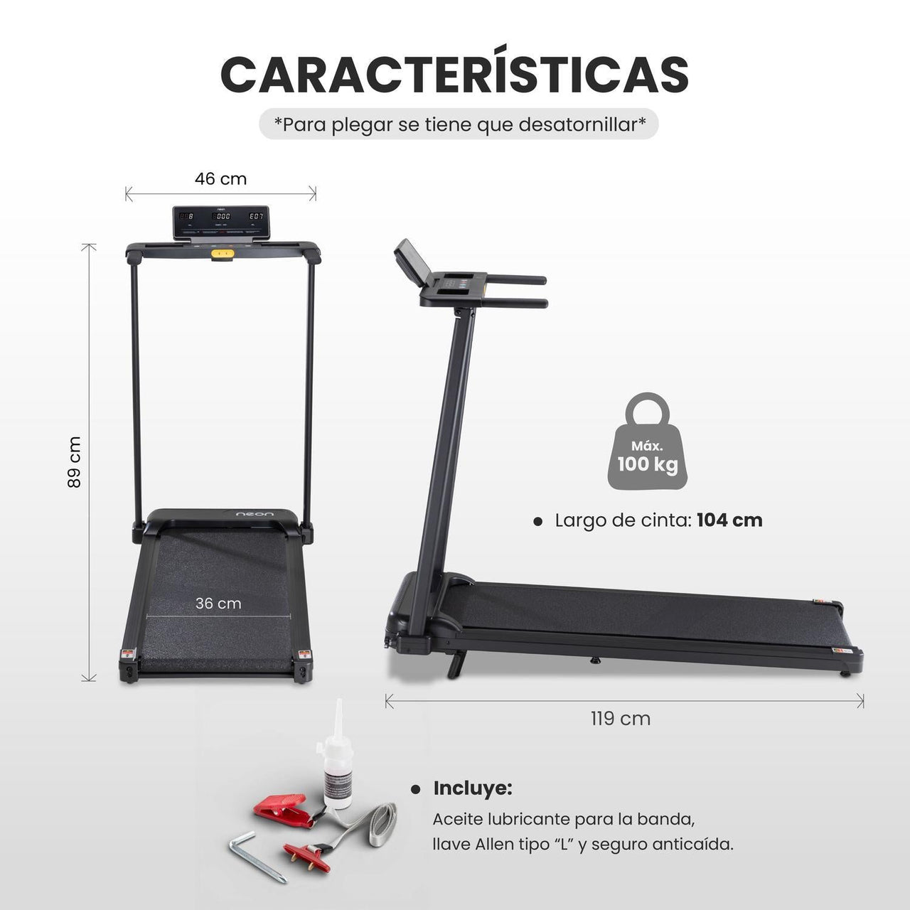 Caminadora Eléctrica Plegable 10 km/h Kit Ejercicio 7 piezas
