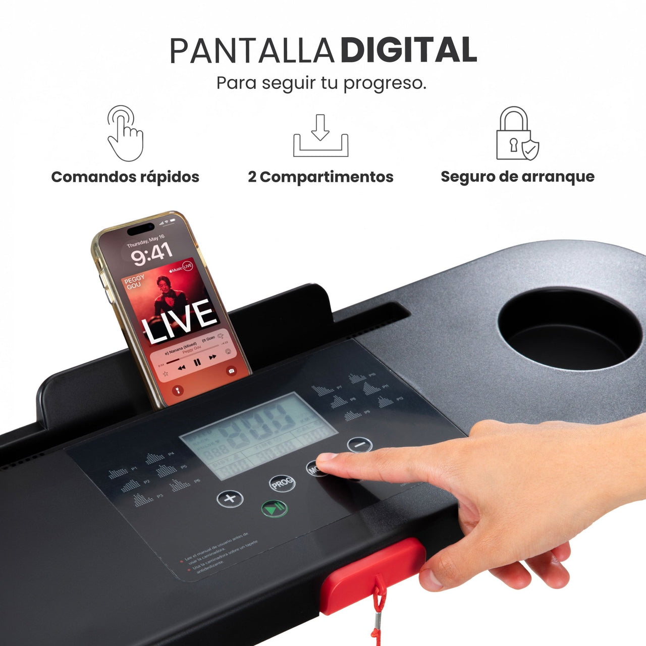 Caminadora Eléctrica Plegable Pantalla LCD + 2 Inclinaciones