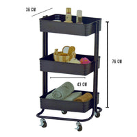 Thumbnail for Carrito Multifuncional de 3 Niveles Con Ruedas Negro OR-440161 Namaro Design