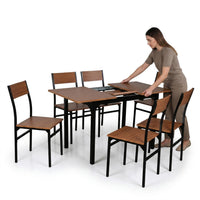 Thumbnail for Comedor Mesa Extensible Rectangular 6 Sillas Madera y Metal