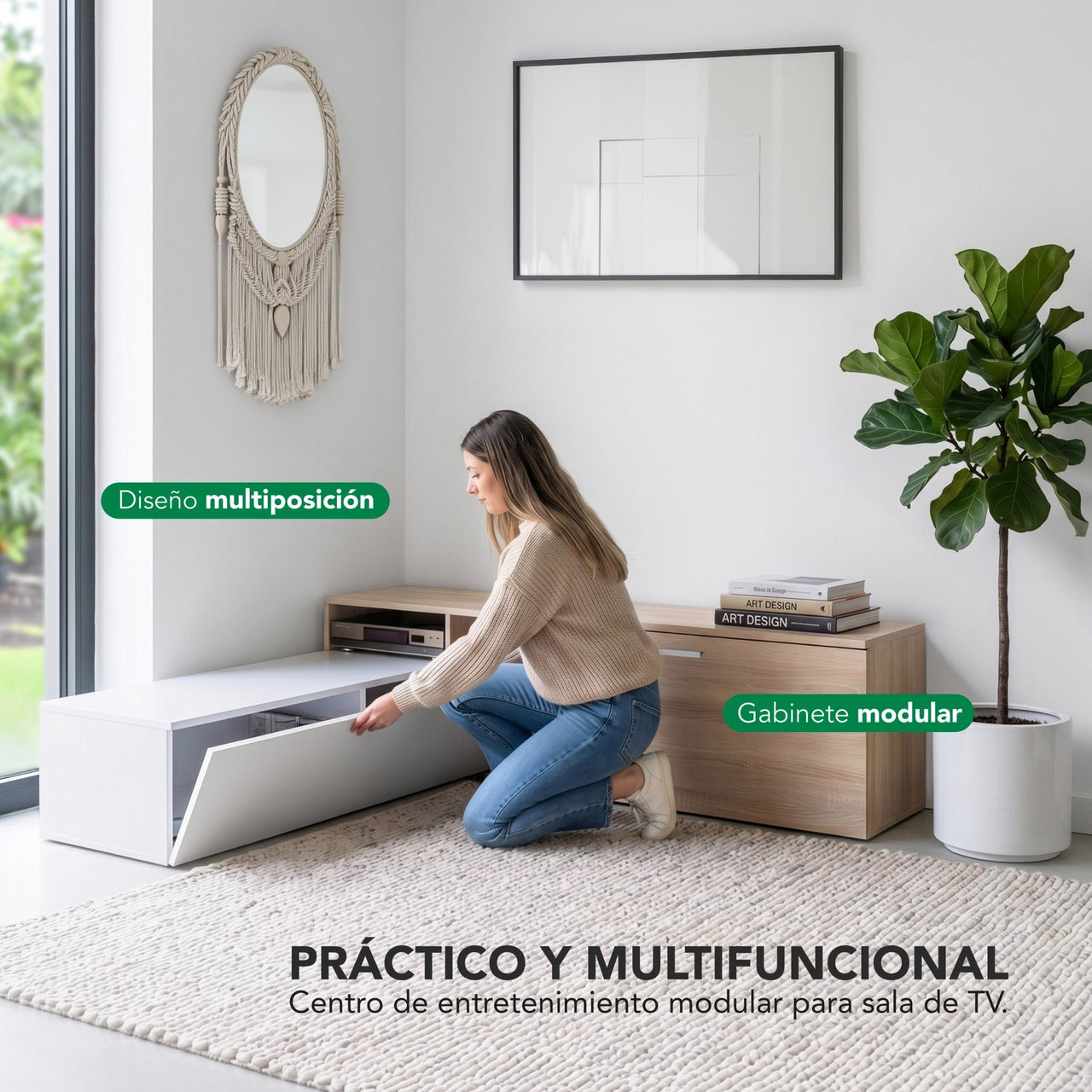 Centro de Entretenimiento 70” Mueble TV Repisas Madera
