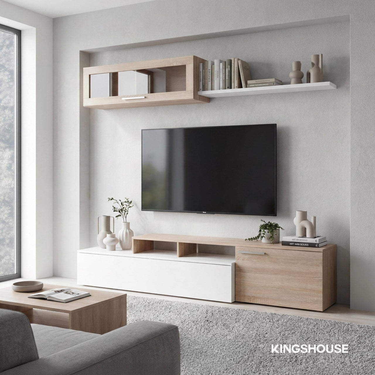 Centro de Entretenimiento 70” Mueble TV Repisas Madera