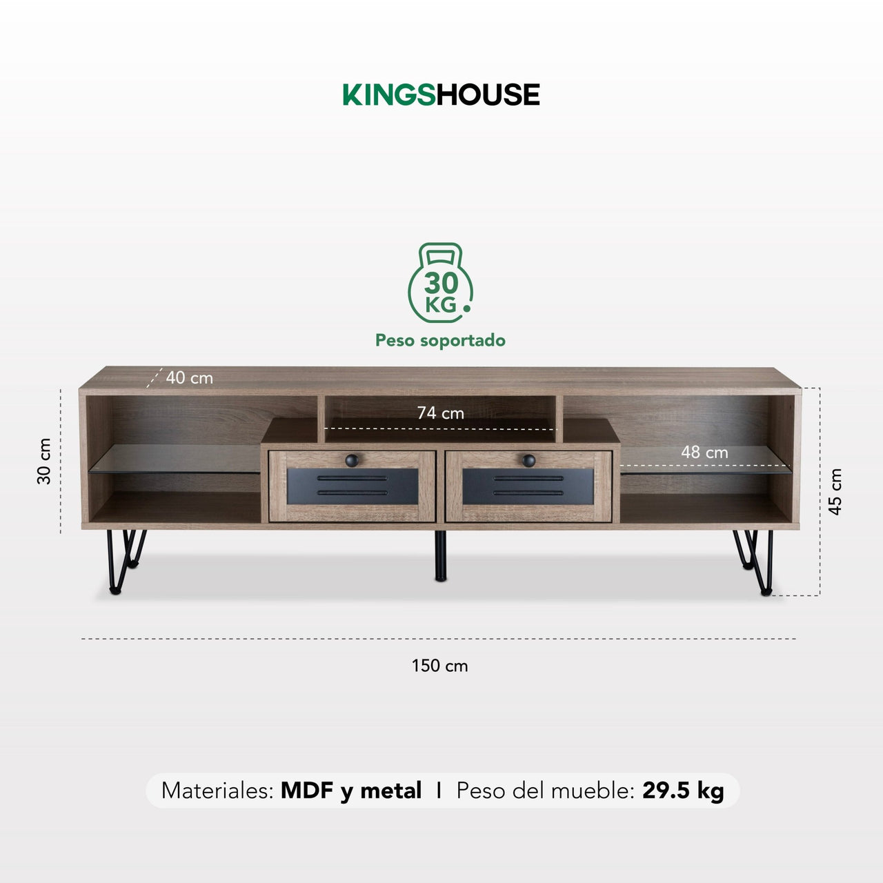 Centro de Entretenimiento Mueble Pantalla 55” 2 Cajones