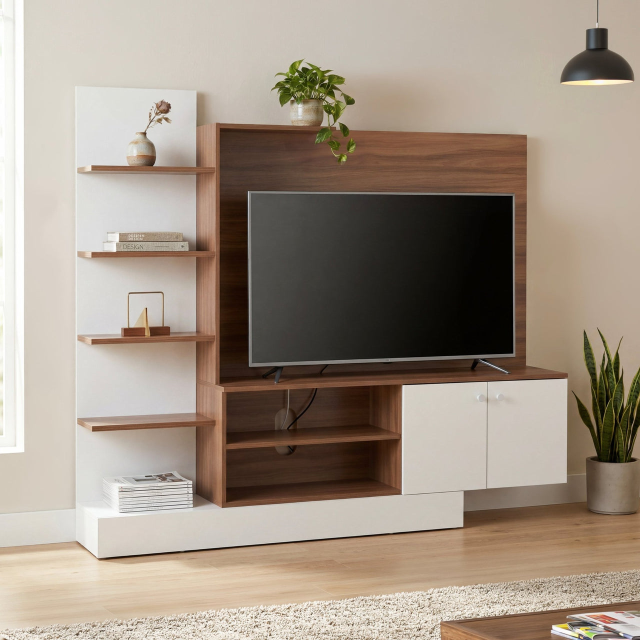 Centro Entretenimiento 55” Mueble TV Almacenamiento Madera