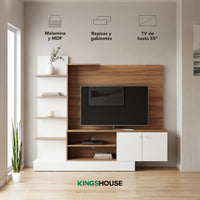 Thumbnail for Centro Entretenimiento 55” Mueble TV Almacenamiento Madera