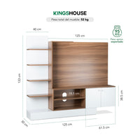 Thumbnail for Centro Entretenimiento 55” Mueble TV Almacenamiento Madera