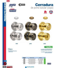 Thumbnail for Cerradura Pomo Copa Recámara Latón Brillante 23po Lock