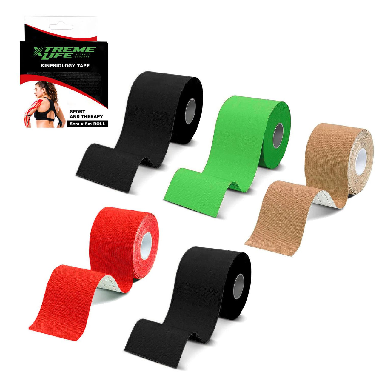 Cinta Kinesiológica 5 Piezas Autoadherible Neuromuscular