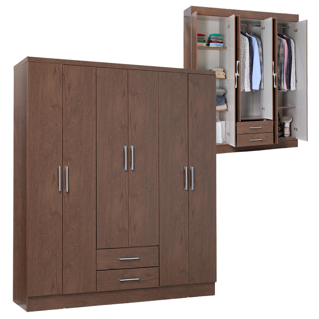 Closet Armario Mueble Moderno 6 Puertas 2 Cajones - Somos Reyes