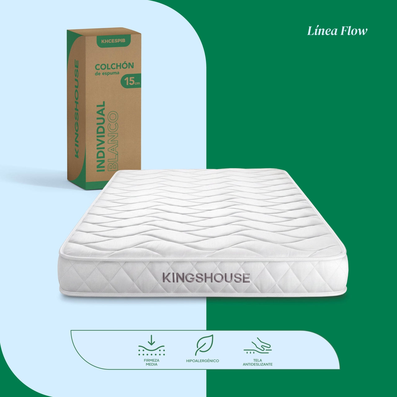 Colchón Individual Kingshouse | Memory Foam 15cm | En Caja