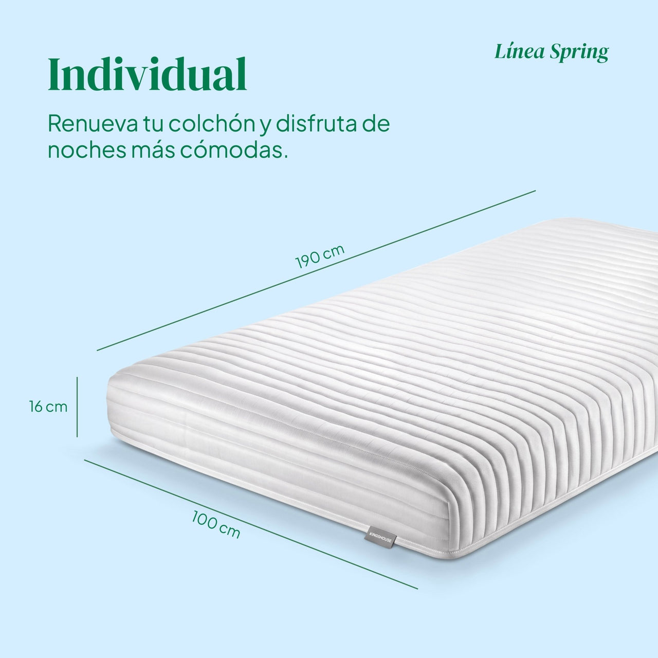 Colchón Individual Kingshouse Resortes Independientes 16cm