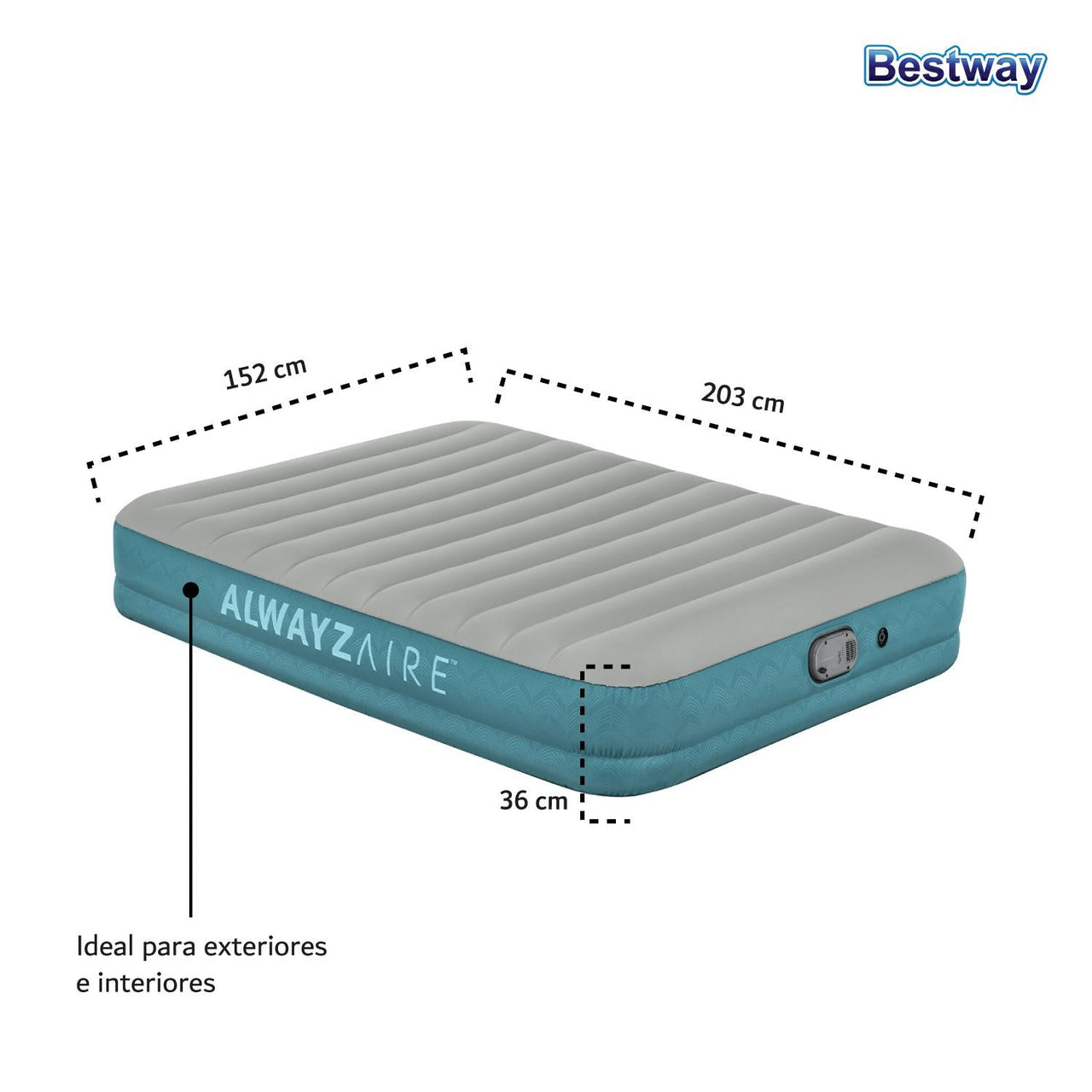Colchon Inflable Queen Bomba Extraible Recargable Bestway