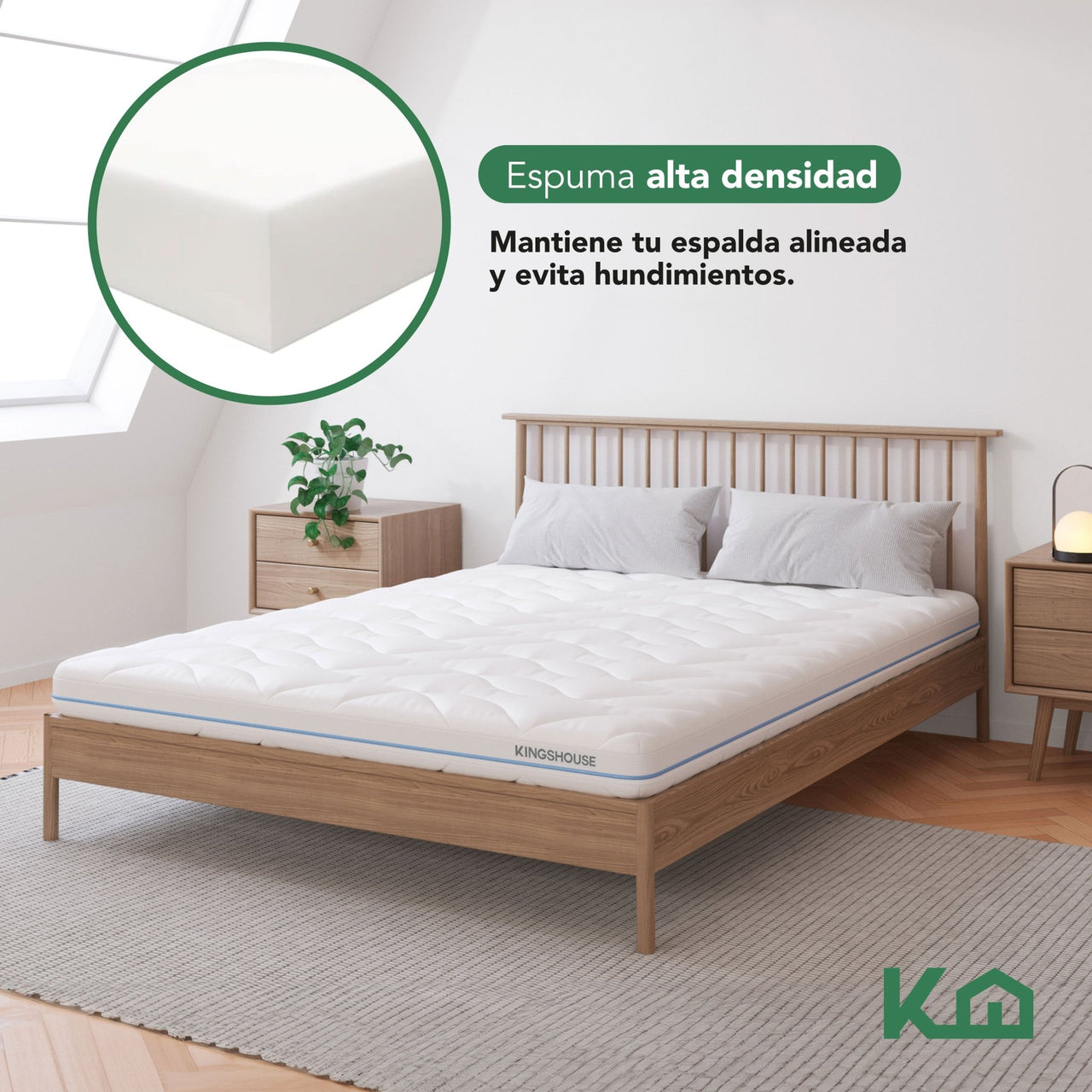Colchón Matrimonial Espuma Alta Densidad 15 cm Ergonómico