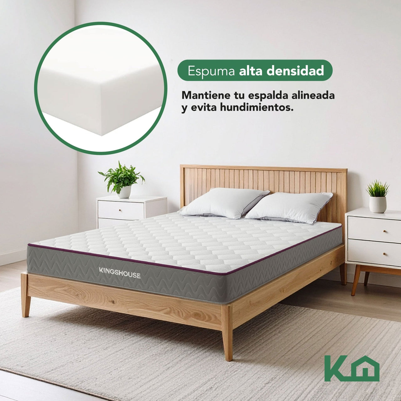 Colchón Matrimonial Espuma Alta Densidad 18 cm Firmeza Media