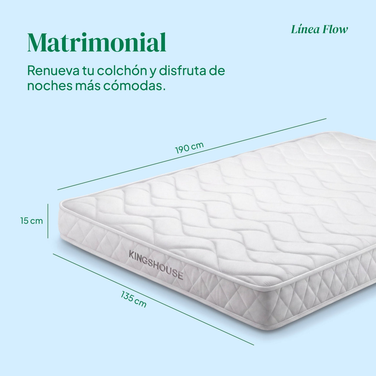 Colchón Matrimonial Kingshouse | Memory Foam 15cm | En Caja
