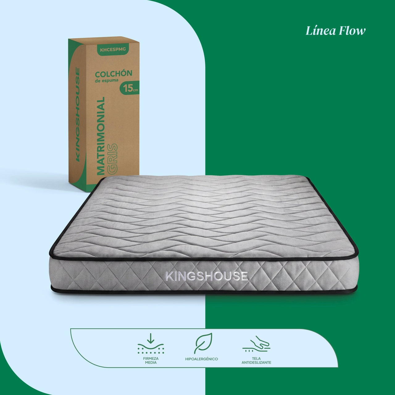 Colchón Matrimonial Kingshouse | Memory Foam 15cm | En Caja