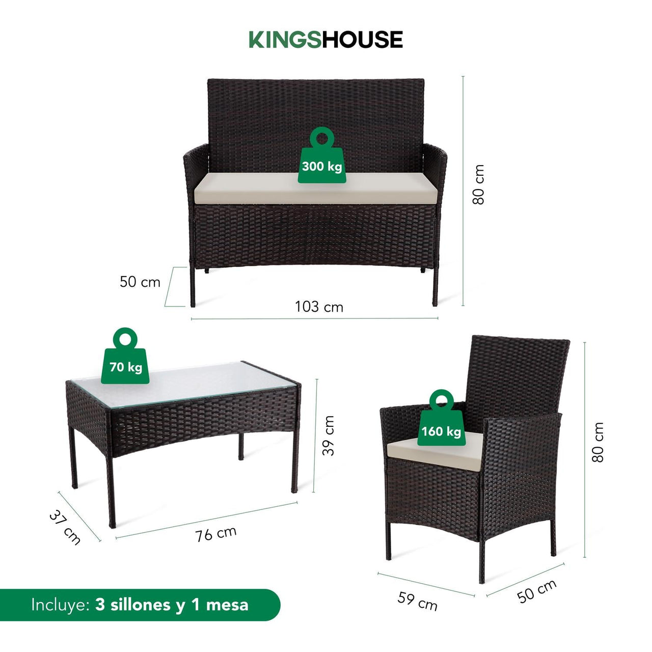 Combo 2 Salas Exterior Ratán Tipo Mimbre con Cojines