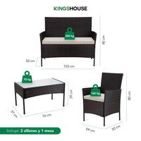 Thumbnail for Combo 2 Salas Exterior Ratán Tipo Mimbre con Cojines