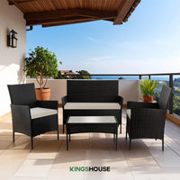 Thumbnail for Combo 2 Salas Exterior Ratán Tipo Mimbre con Cojines