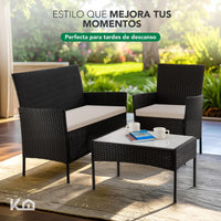 Thumbnail for Combo 2 Salas Exterior Ratán Tipo Mimbre con Cojines