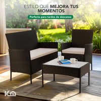 Thumbnail for Combo 2 Salas Exterior Ratán Tipo Mimbre con Cojines