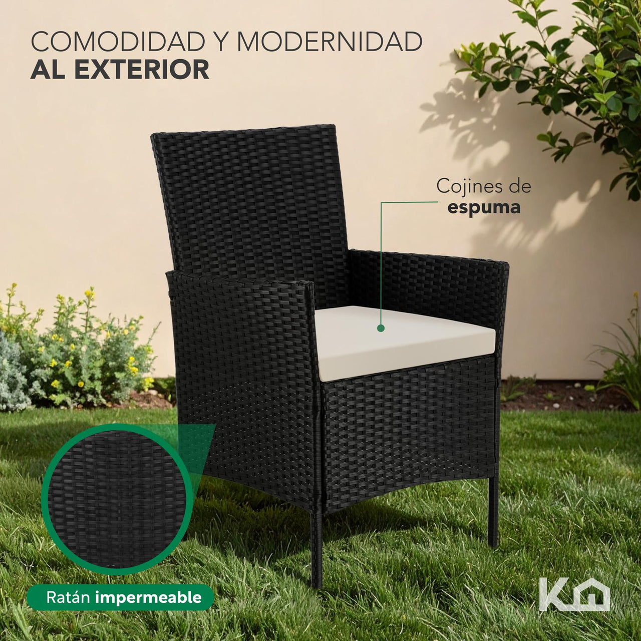 Combo 2 Salas Exterior Ratán Tipo Mimbre con Cojines