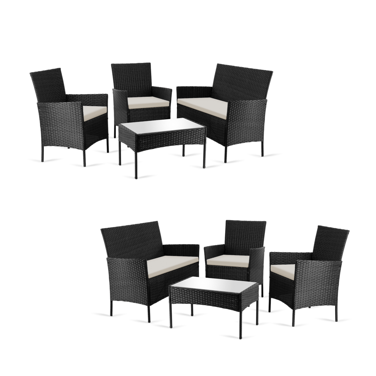 Combo 2 Salas Exterior Ratán Tipo Mimbre con Cojines