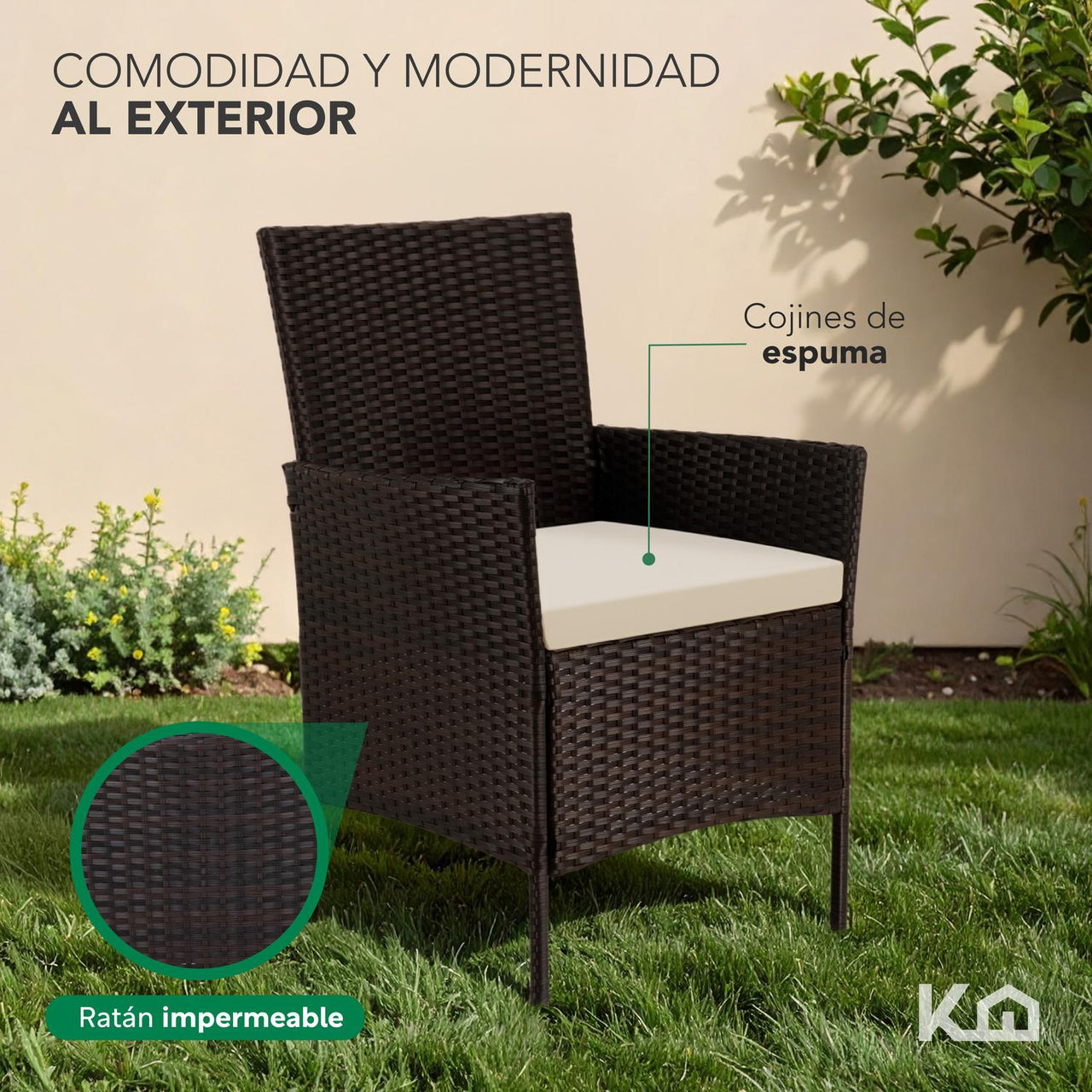 Combo 2 Salas Exterior Ratán Tipo Mimbre con Cojines