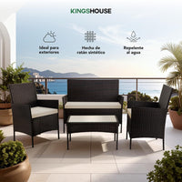 Thumbnail for Combo 2 Salas Exterior Ratán Tipo Mimbre con Cojines