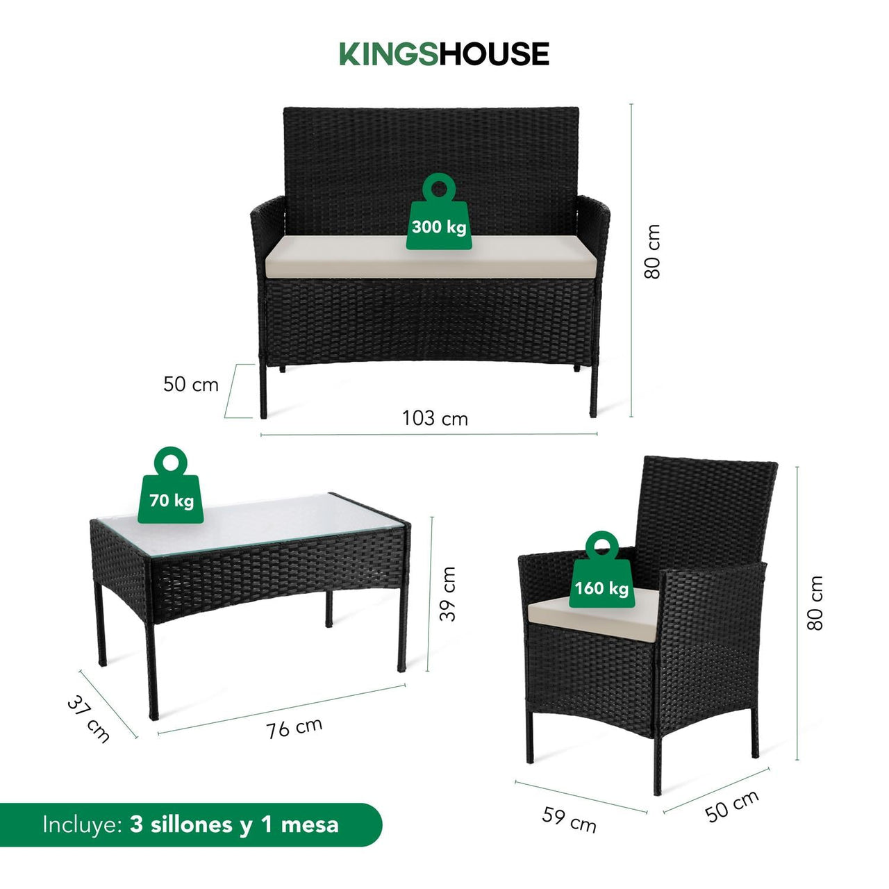 Combo 2 Salas Exterior Ratán Tipo Mimbre con Cojines