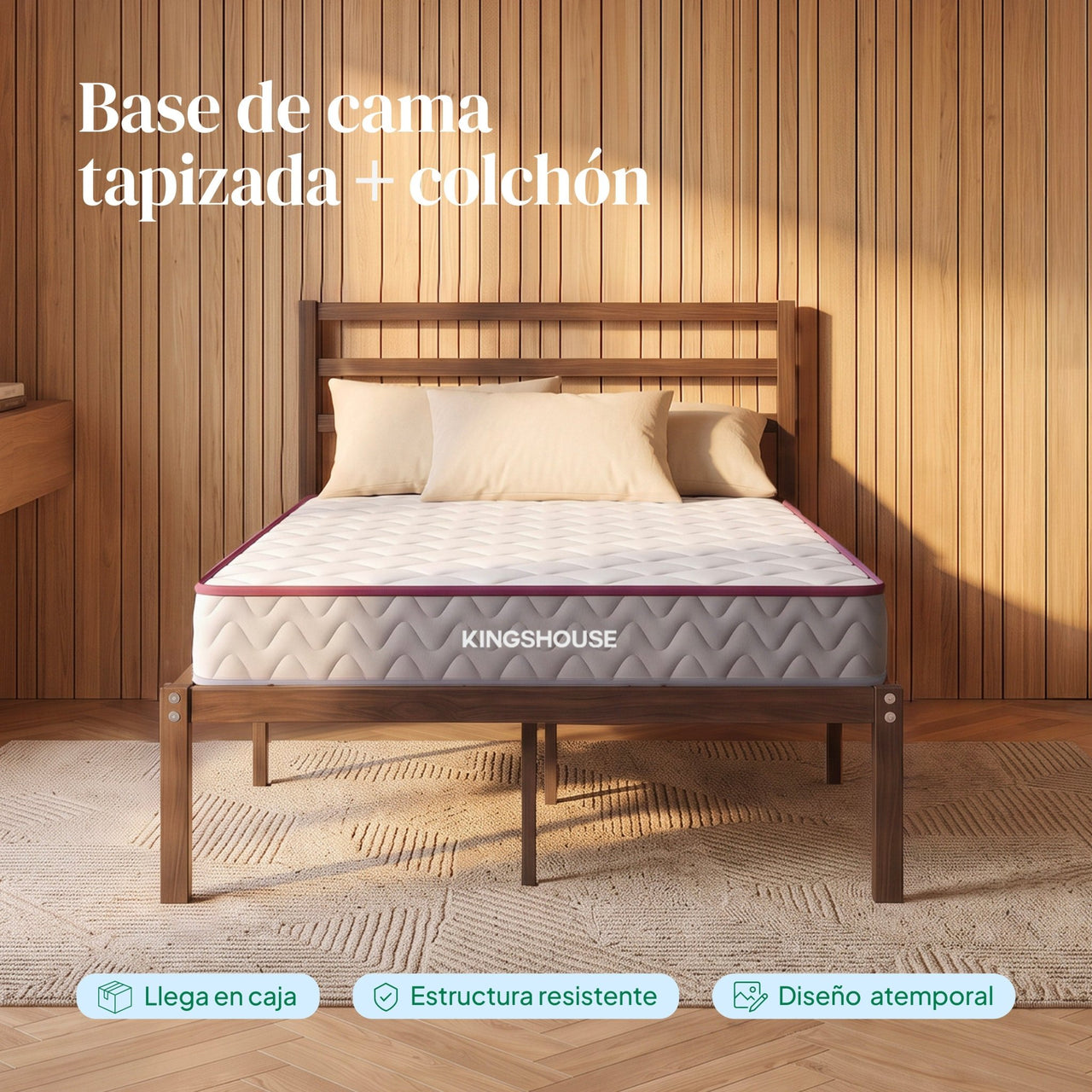 Combo Cama de Metal y Colchón Individual Memory Foam