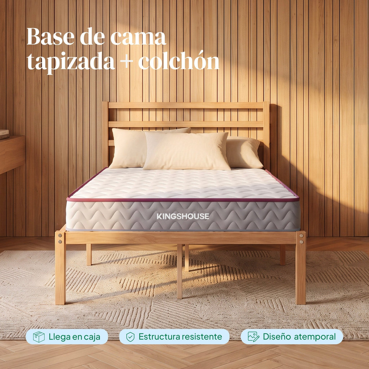 Combo Cama de Metal y Colchón Individual Memory Foam