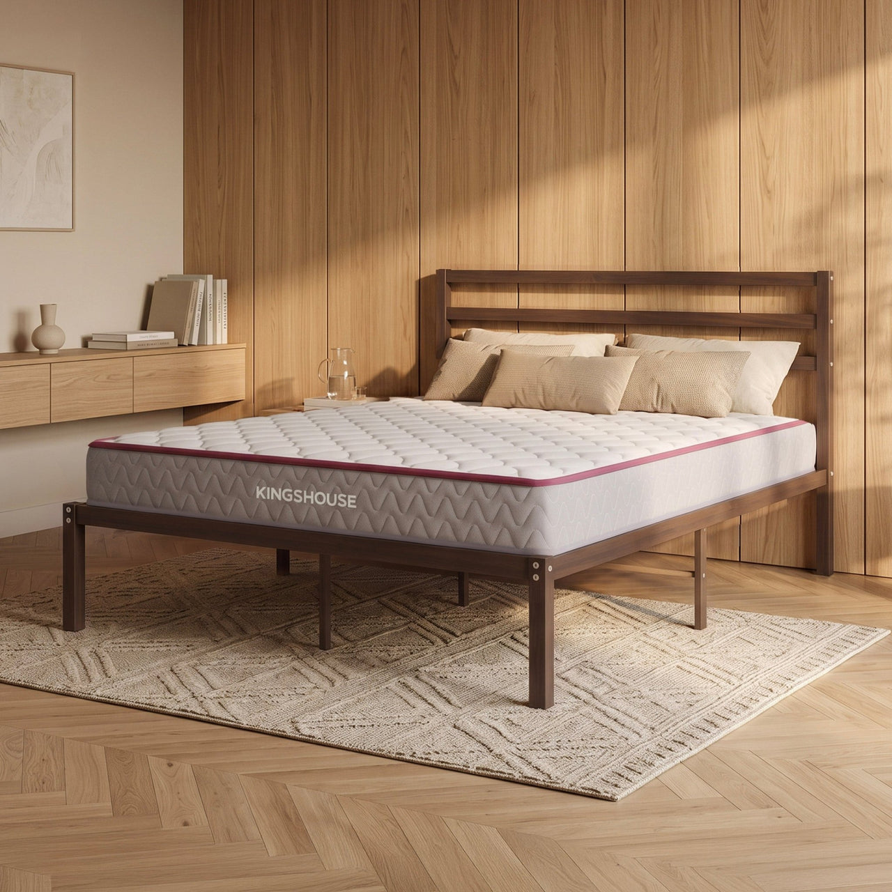 Combo Cama de Metal y Colchón Matrimonial Memory Foam
