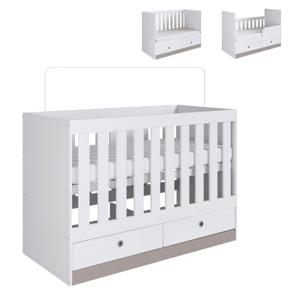 Combo Cuna Convertible + Colchón Hipoalergénico Bamby