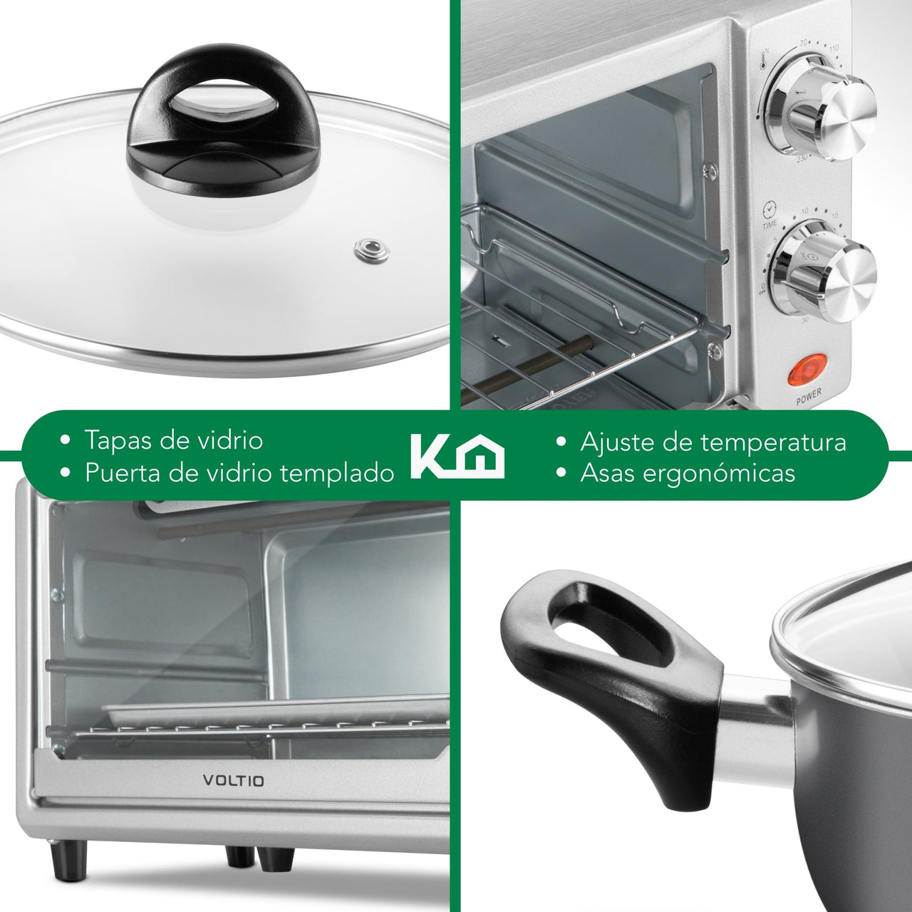 Combo de Batería de Cocina 10 Pzas + Horno Tostador 11L