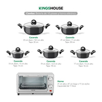 Thumbnail for Combo de Batería de Cocina 10 Pzas + Horno Tostador 11L