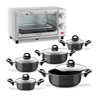 Thumbnail for Combo de Batería de Cocina 10 Pzas + Horno Tostador 11L