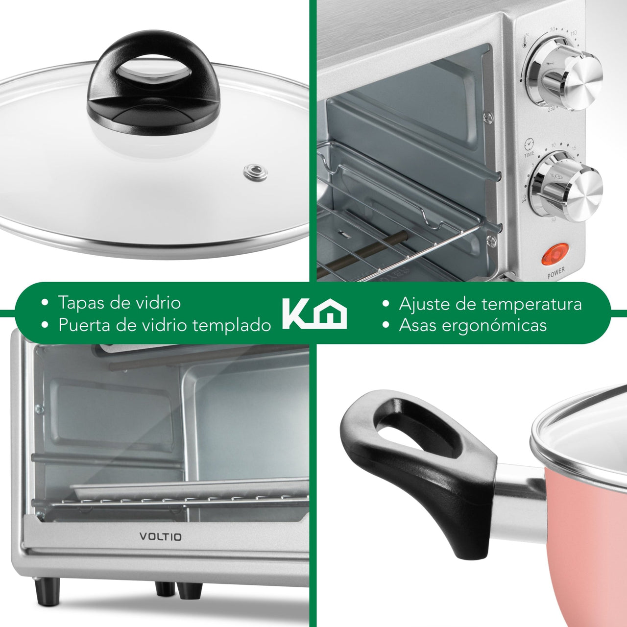 Combo de Batería de Cocina 10 Pzas + Horno Tostador 11L