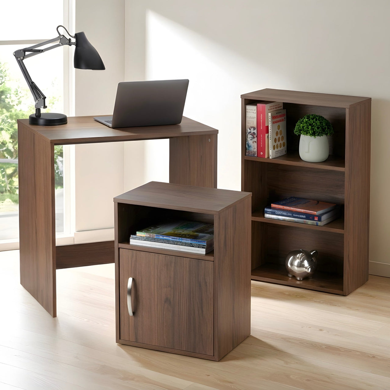 Combo Escritorio, Librero y Archivero para Hogar y Oficina